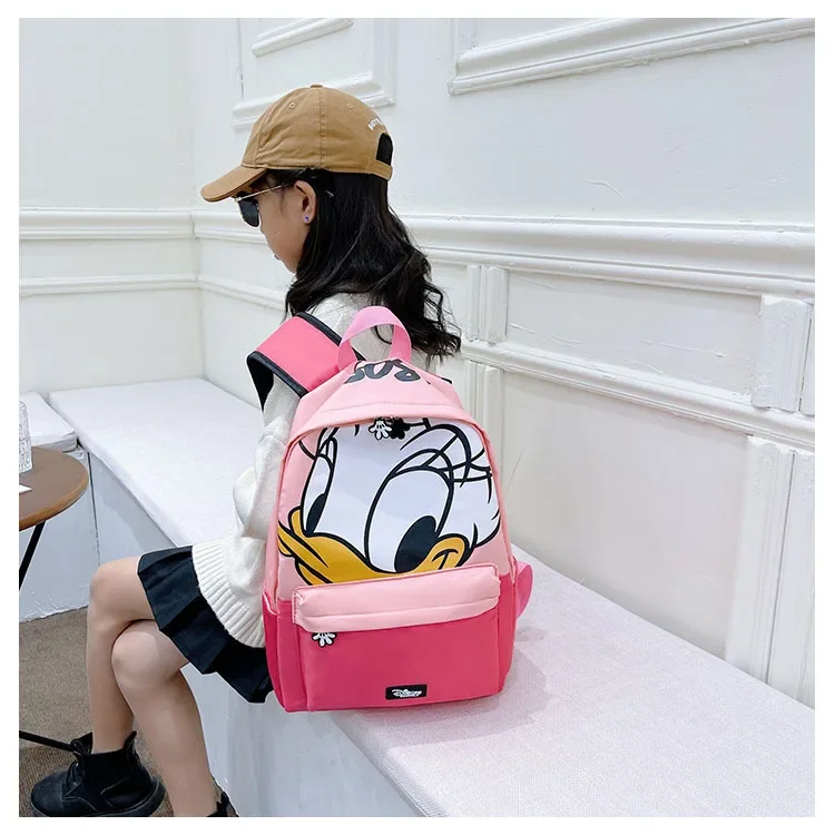 Disney-mochila de dibujos animados para niños y niñas, morral escolar ligero de gran capacidad con diseño de Pato Donald, Mickey Mouse, guardería