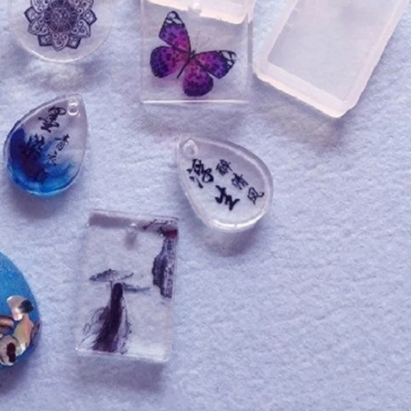 Silicone Epoxy Resin Molds Set - 20Pcs/Set DIY Keychain Pendant Casting Silicone