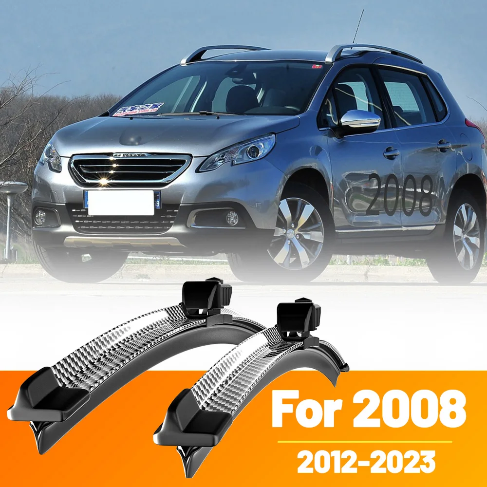 2 piezas de escobillas limpiaparabrisas delanteras de fibra de carbono para Peugeot 2008 2012-2023 2013 2014 2015 2016 2017 2018 2019