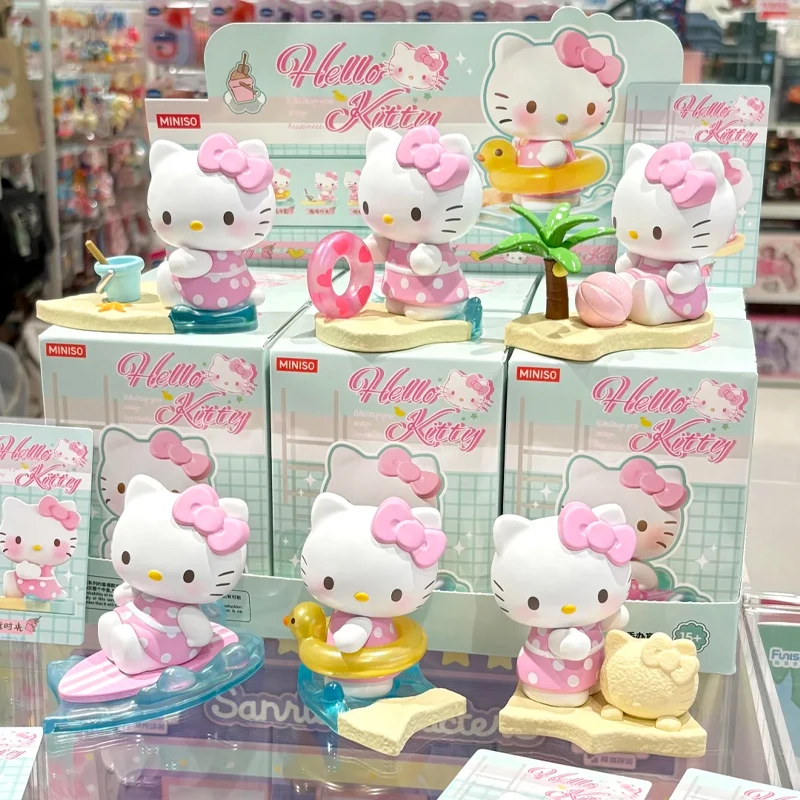 

Новый подлинный Sanrio Hellokitty Wish You Happiness ‌ Мечтательные каникулы ‌ Серия слепая коробка, коллекция морских моментов, настольное украшение