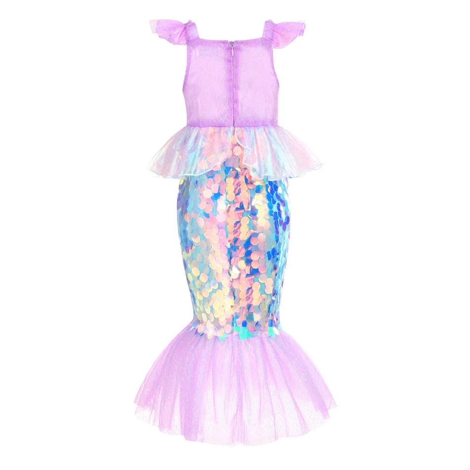 Abito a sirena per ragazza Charm Princess Cosplay paillettes Bling Costume per bambini ragazza pesce bellezza festa di compleanno abbigliamento di