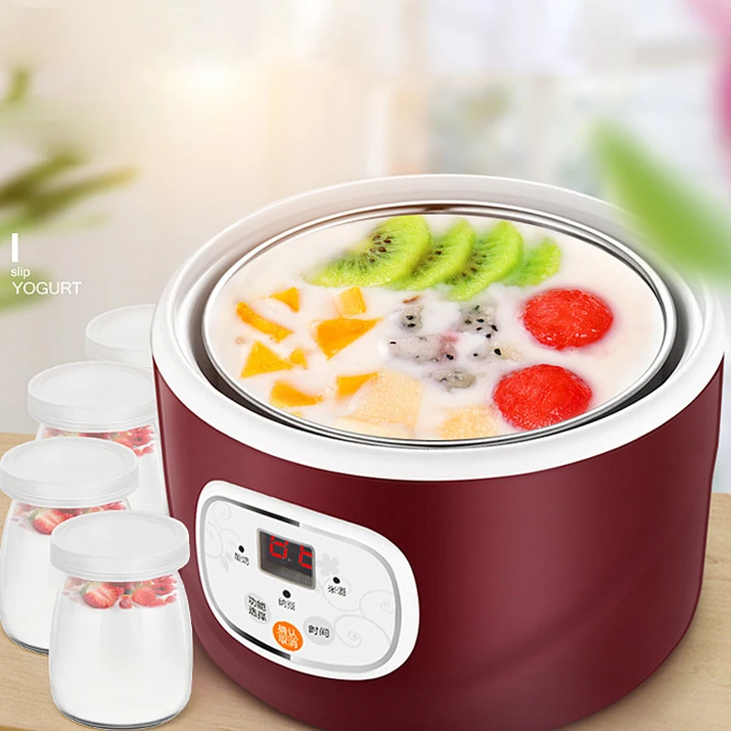 1L Electric Yogurt Maker Machine Constant Temperature Kitchen Tools Automatic Rice Wine Natto Machine Stainless Steel Liner 220V