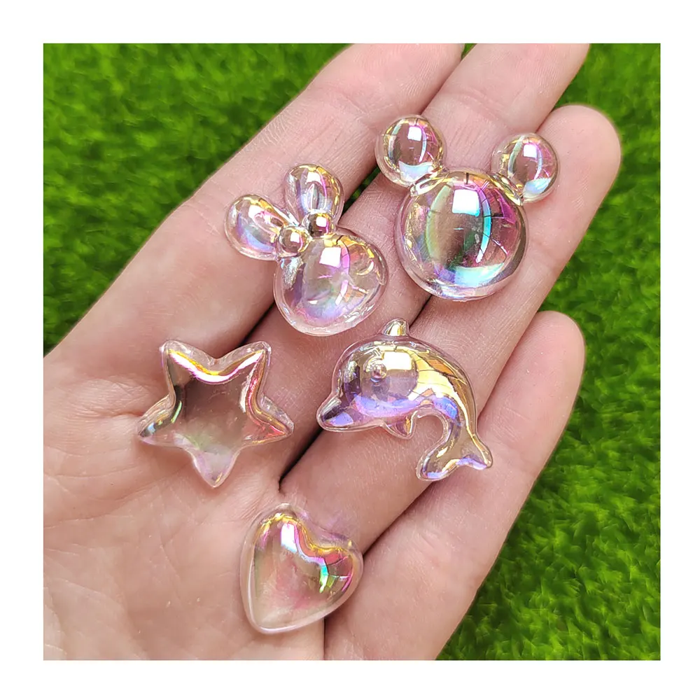 Cute AB Dolphin Dream Star Heart Mouse Pendant Acrylic Spacer Beads For Jewelry Making DIY Charm Bracelet Necklace Accessories