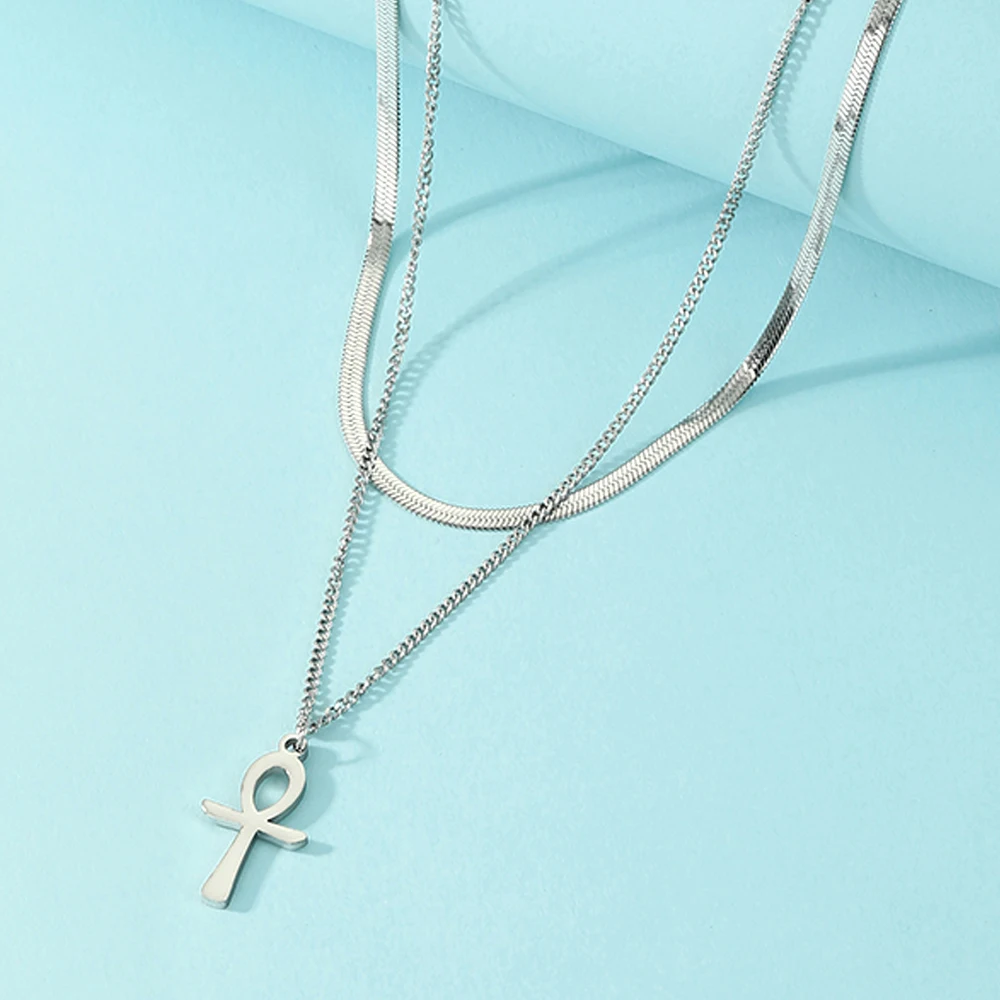 Dawapara Vintage altägyptisches Leben Ankh Kreuz Halskette Amulett des Schutzes religiöser Edelstahlschmuck – Detail 21