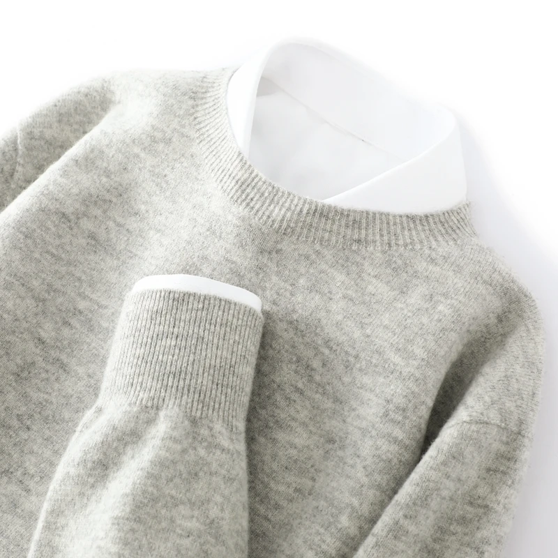 

First-Line Ready-To-Wear Men's Wool Sweater Round Neck Loose Sweater Seamless Knitting 100% Pure Wool Bottoming Shirt