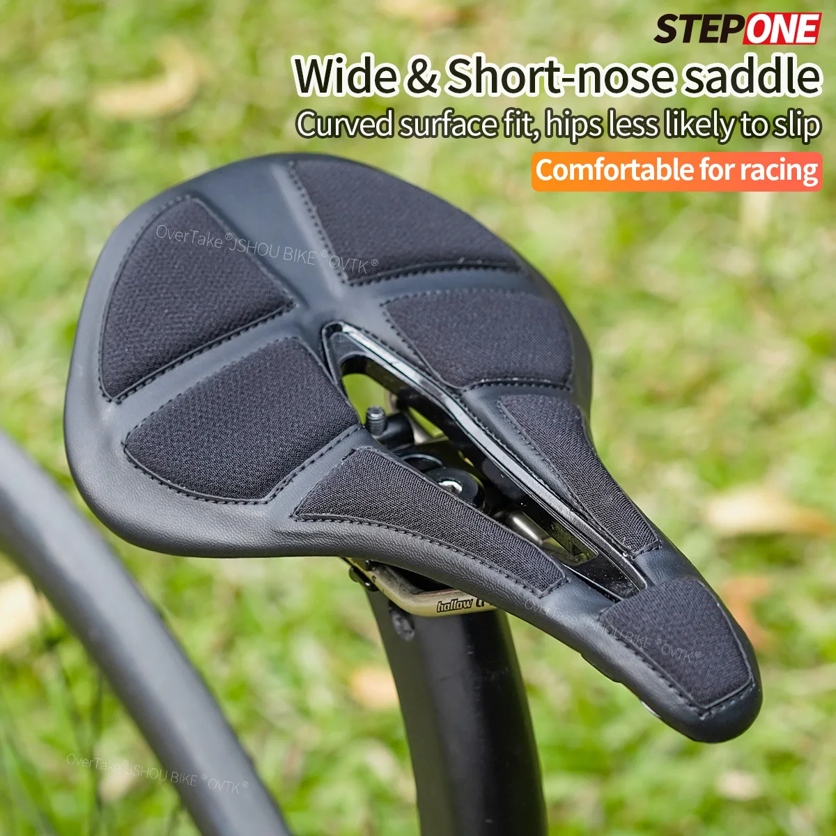 

STEPONE Bicycle Saddle Ultralight Racing Hollow MTB Road Bike Seat Carbon Rails Short nose Comfortable Wide Cycling Accessories
