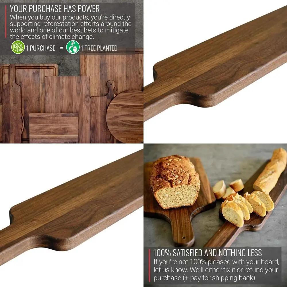 

Sustainable Hardwood Walnut Butcher Block with Handle - 4x20 inches, Crafted in the USA