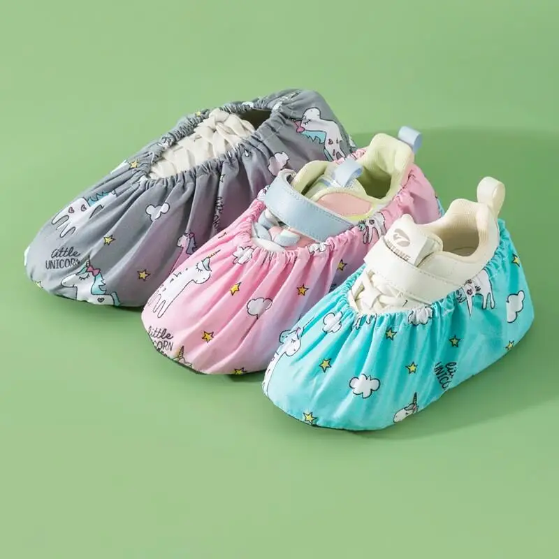 

Многоразовые бахилы для школьной формы, нескользящие, для компьютерных классов, с мультяшным дизайном, для домашнего использования, из полиэстеровой ткани, легко моются