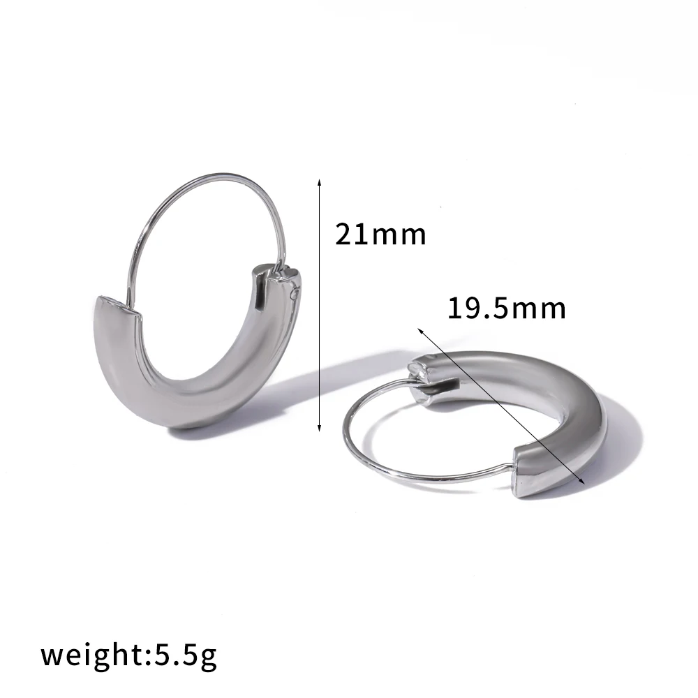 Glänzende Edelstahl-Creolen mit 18K PVD-Goldbeschichtung, Geometrischer Kreis, Modeschmuck für Frauen, Wasserdicht – Detail 8