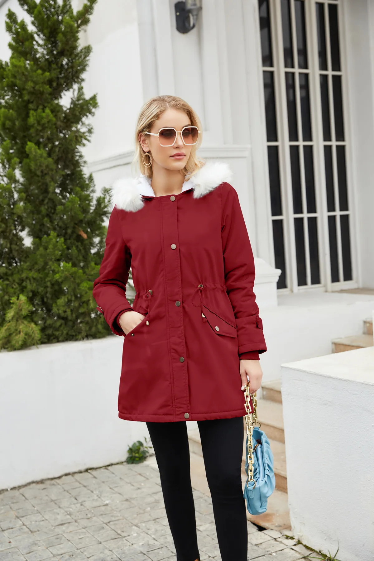 Jaqueta longa feminina gola de pele capuz inverno para baixo jaquetas casacos parkas acolchoamento quente algodão acolchoado jaqueta outwears hwy0377