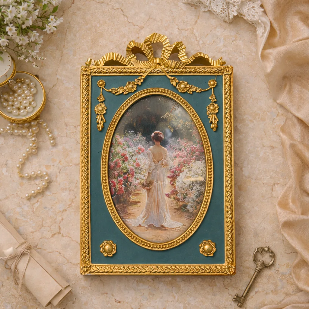 10x15cm Square Blue Retro Photo Frame European Pastoral Retro Resin Photo Frame Wall Decoration Photo Wall Entrance Square Mural
