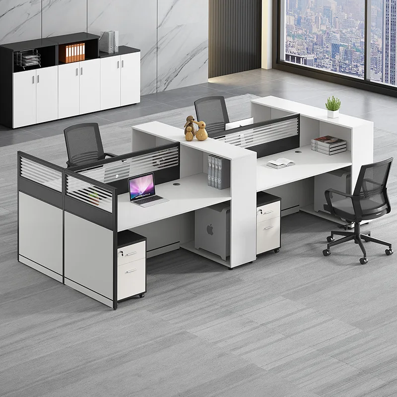 

Стол для персонала, современная простая рабочая станция, офисный экран, сиденье для компьютерной карты на 4/6 человек, комбинация офисного стола и стула