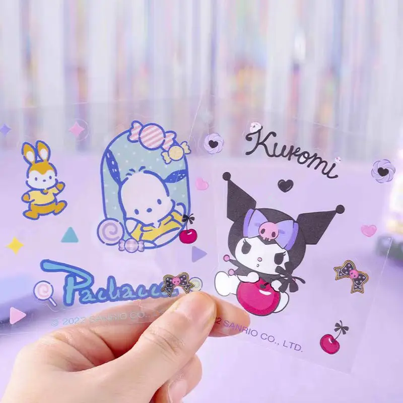 60 fogli/scatola Sanrio Sticker Kawaii Hello Kitty Kuromi Cinnamoroll Melody Hand Account materiale decorazione adesivi fai da te giocattoli per bambini