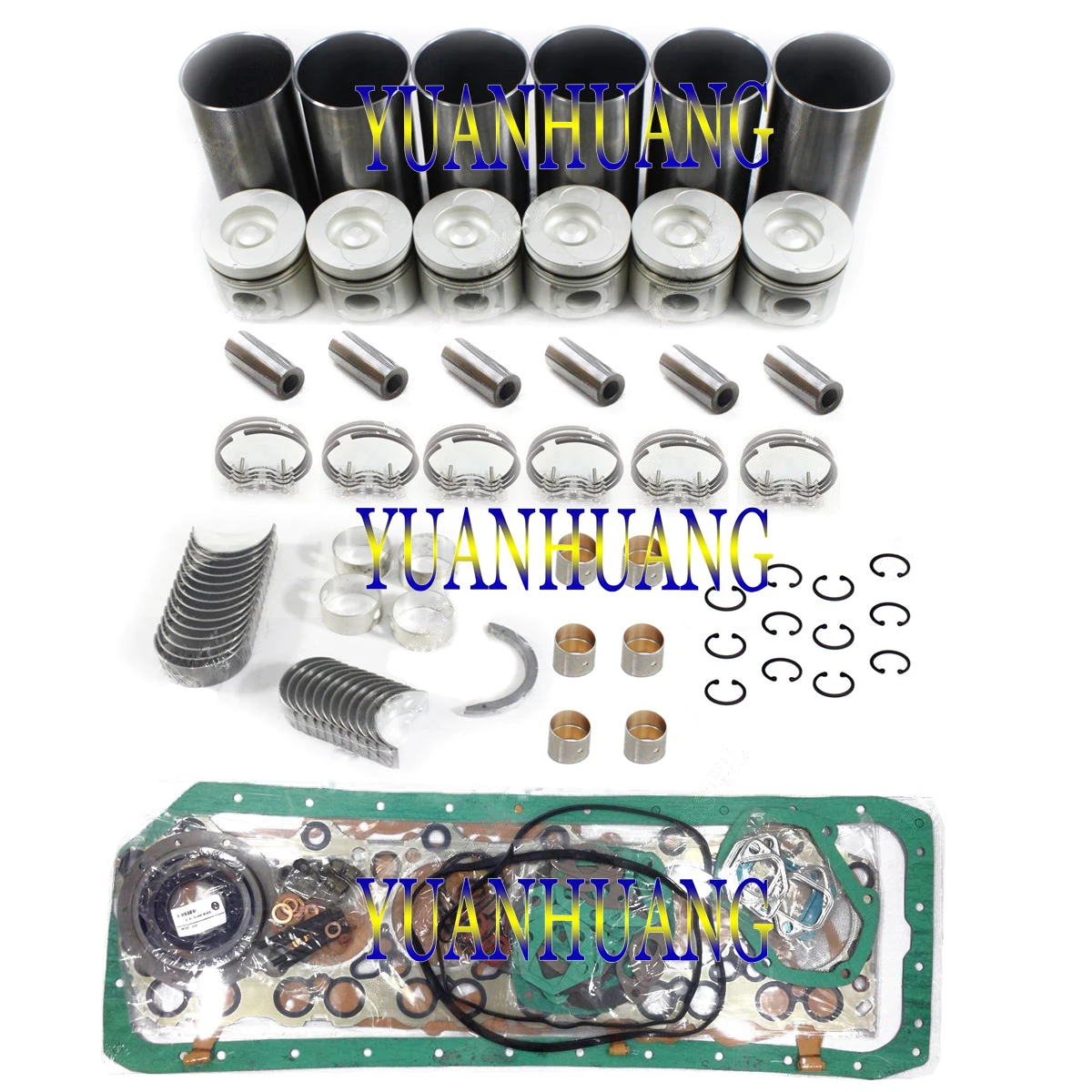 6D22 Rebuild Kit Overhaul Gasket Set Bearings Cylinder Gasket Set Piston Rings Liner Kit for Mitsubishi Engine Parts