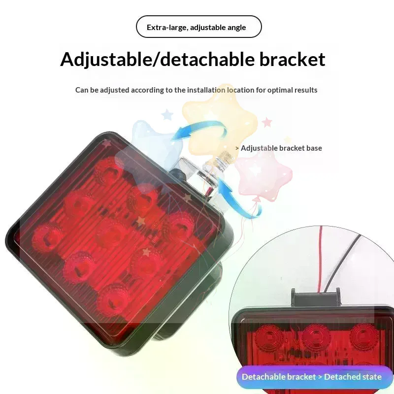 9 LED High Brightness Strobe Warning Tail Light DC 12 80V Universal For Truck Trailer Forklift Construction Vehicles