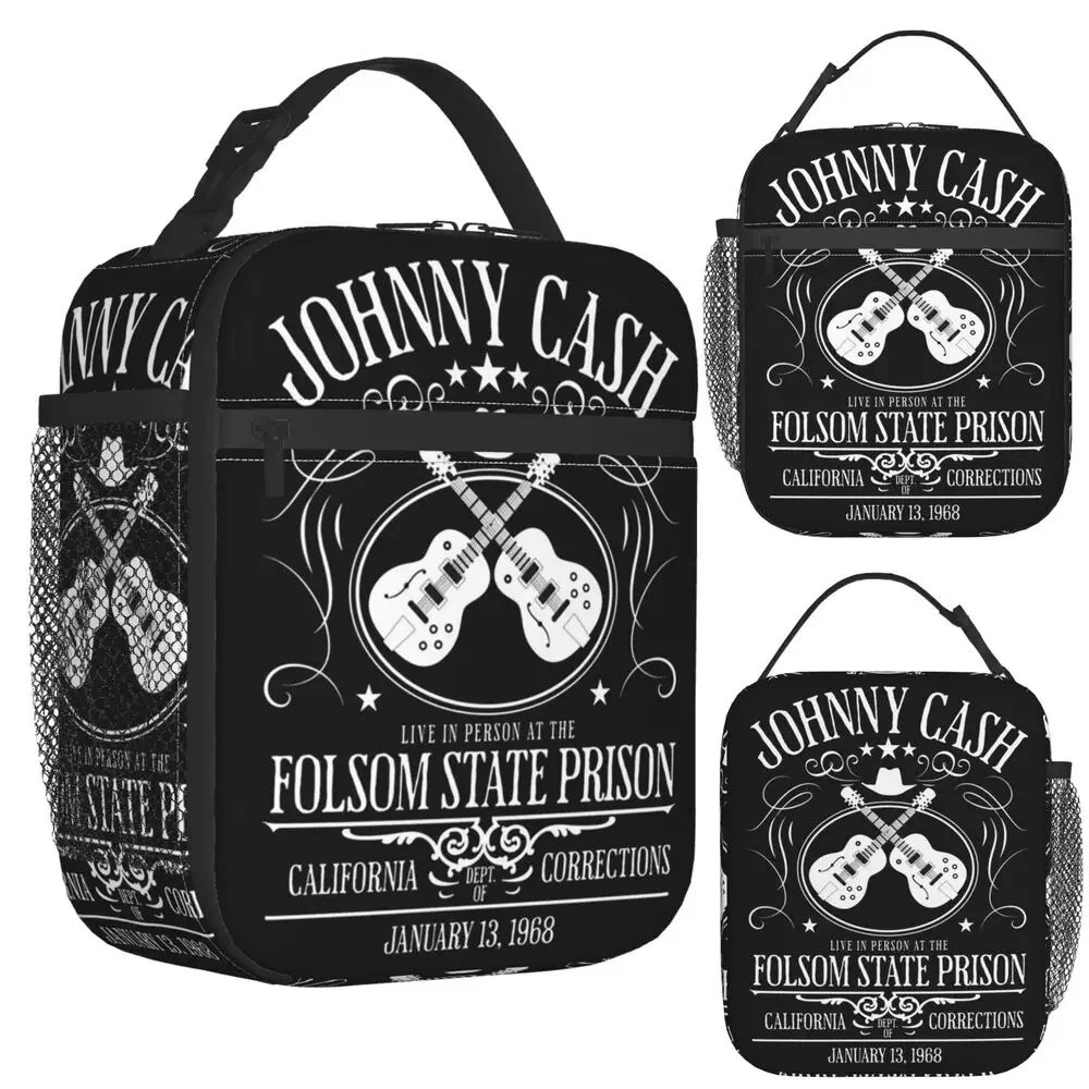 Johnny Cash Live At Folsom State Prison Jan 13 1968 Insulated Lunch Bag for Women Children Food Boxes Thermal Lunch Box Tote
