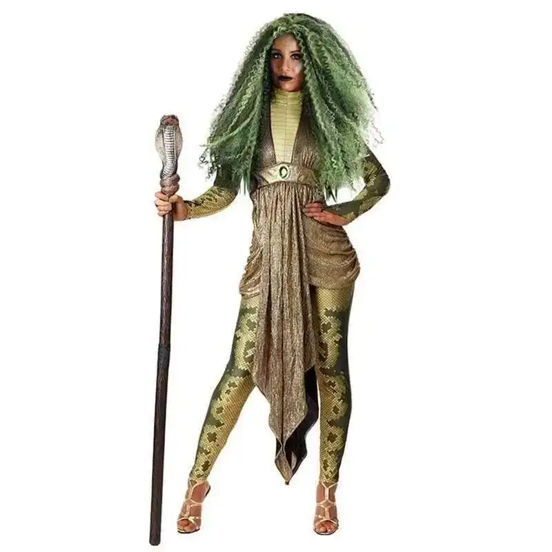 

Halloween Costumes Gothic Halloween Snake Siren Witch Costume Ancient Greek Myth Medusa Snake Print Siamese