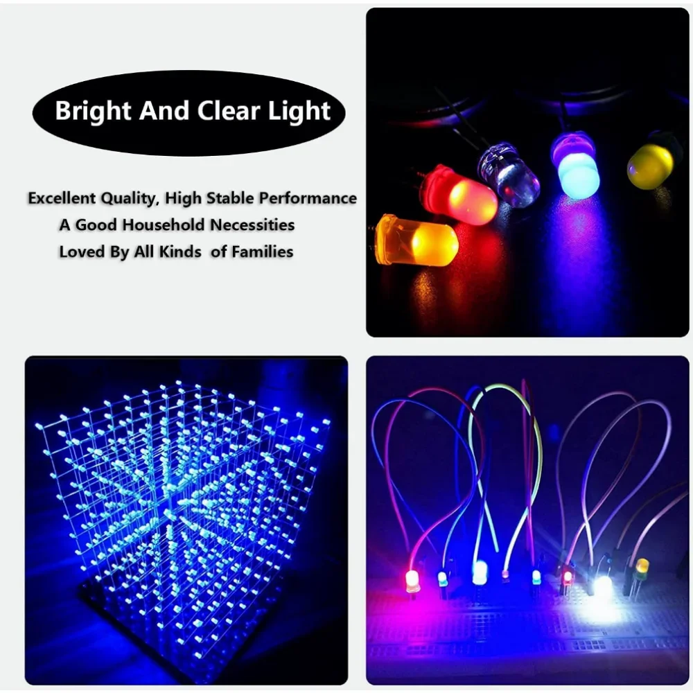 200Pcs Led Diode Super Heldere Mini 3Mm 5Mm Individuele Light Emitting Diodes Assortiment Micro Lamp Rood Groen blauw Geel Wit