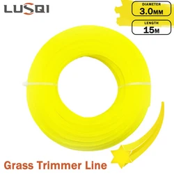 LUSQI-línea de corte de hierba hexagonal, cuerda de nailon para desbrozadora, cabezal de cuchilla de cortacésped, accesorio de carrete de corte, 15m/10m/5m x 3mm