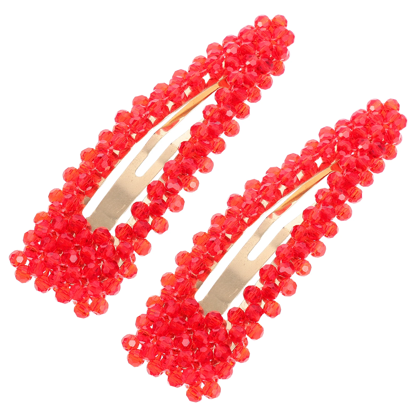 

2 Pcs Clip Hair Barrettes Pearl Pins Accessories Red Clips for Women Hairpin Miss