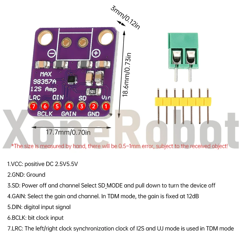 1-10 قطعة MAX98357 I2S 3 واط فئة D مكبر للصوت واجهة اندلاع DAC وحدة فك ترميز لوحة الصوت بدون مرشح لراسبيري Pi ESP32