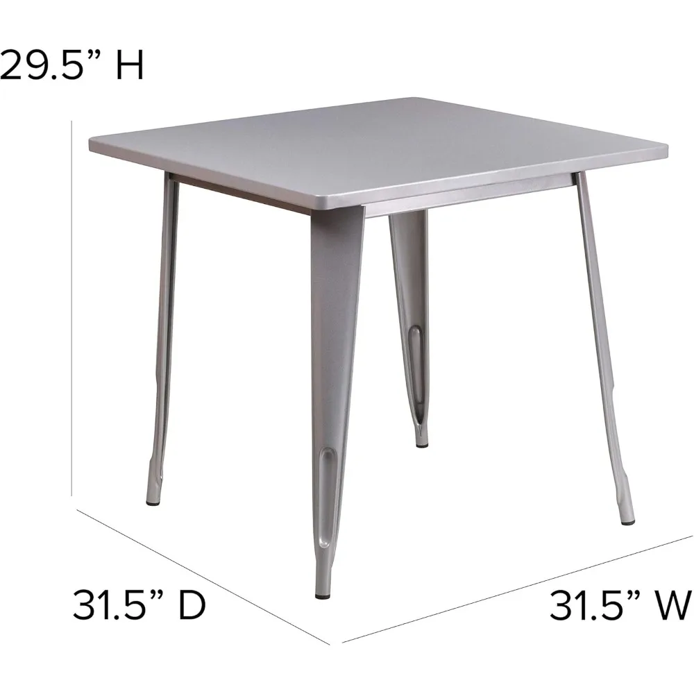 طاولة معدنية فضية متينة مقاس 31.5 للاستخدام الداخلي والخارجي من EMMA + OLIVER #2