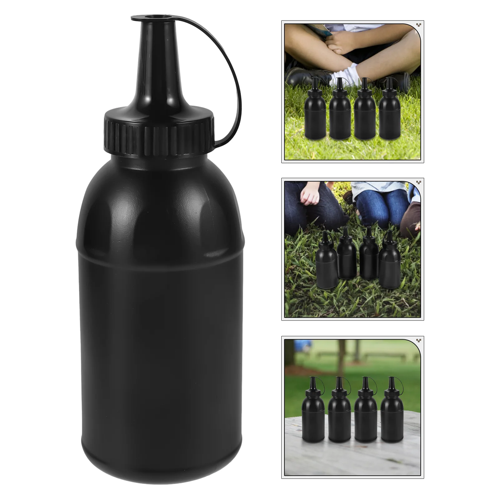 

4pcs Strong Bottles Compact Outdoor Toy Accessories Small Storage Black Refill Mini Plastic Game Supply