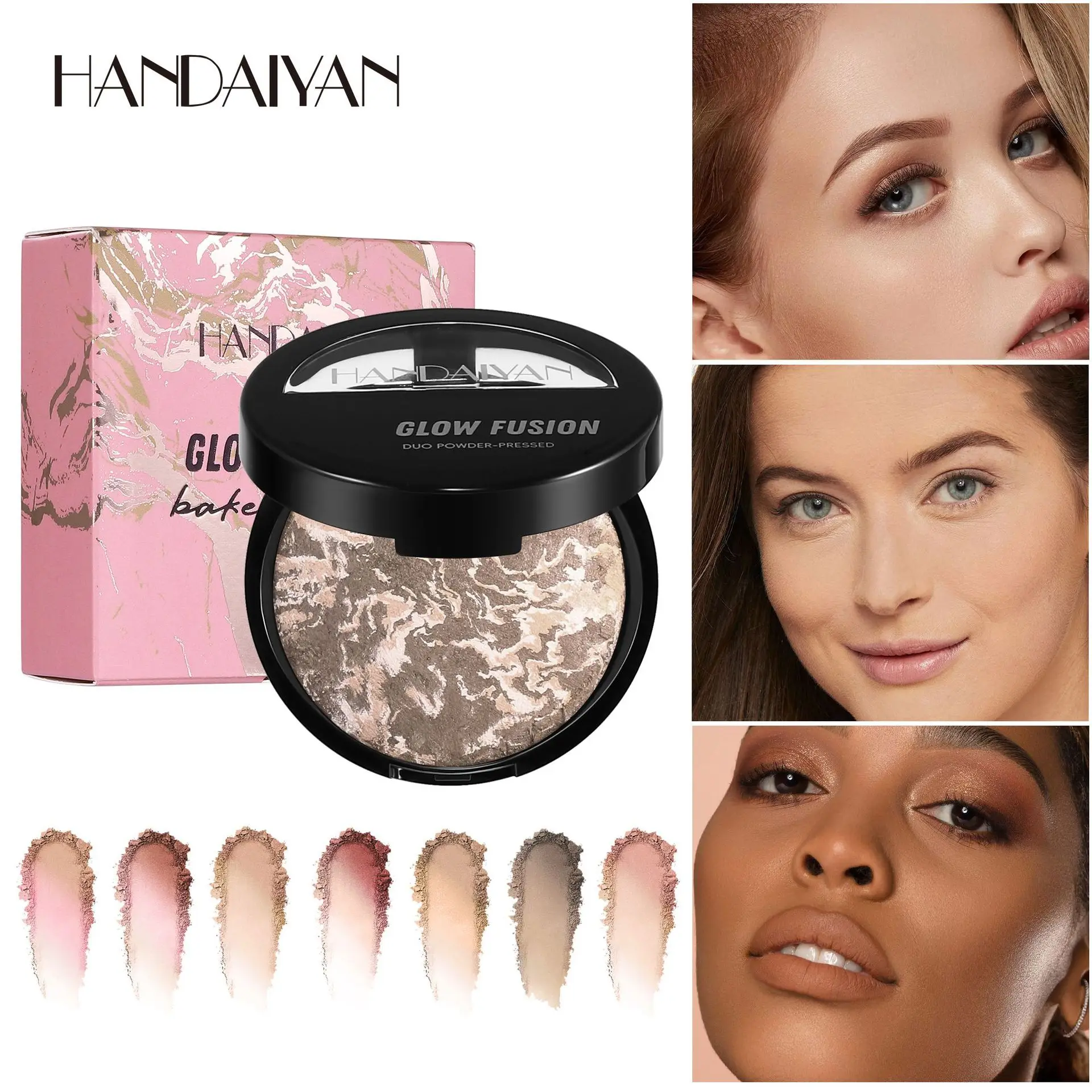 7 色のハイライターパウダーメイクアップパウダーオイルコントロールファイングリッター高光沢ブロンズ大理石フェイスパウダー輪郭メイク