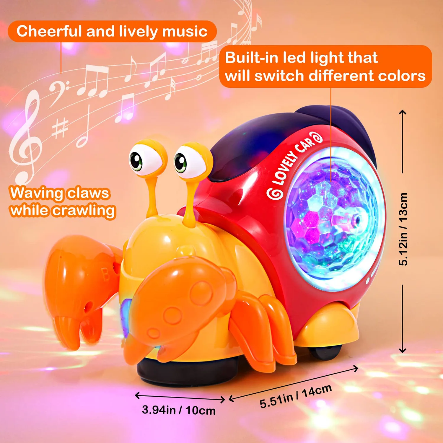 Children's electric universal crab, lighting, music, projection sensing, automatic obstacle avoidance toy