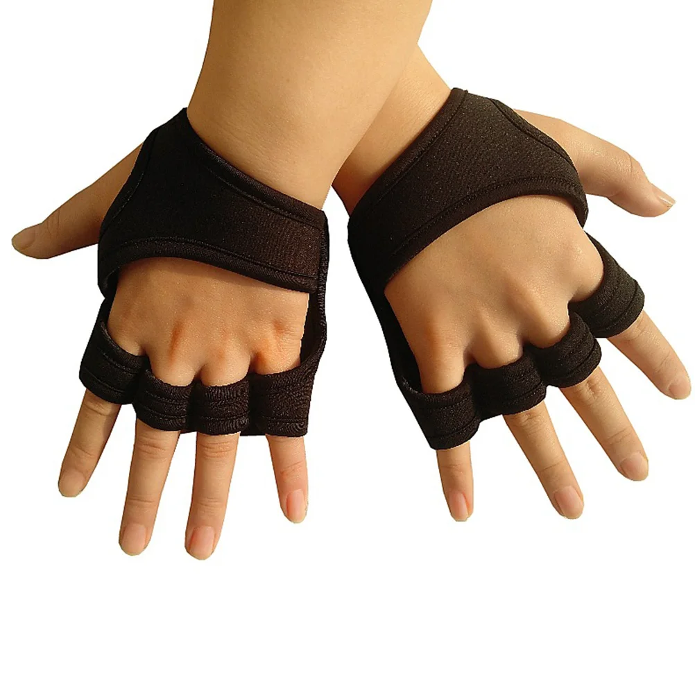 

Gym Gloves Men Women Weight Lifting Workout Gloves Black Size L Non-Slip Silicone Fingerless Padded Wrist Strap Palm Protection