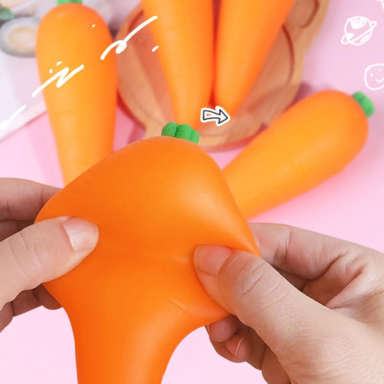 

Squeeze Toys 5.1 Inches Carrot Shape Novelty Sensory Fidget Toys For Home School Classroom Dorm College Travel parties Favors
