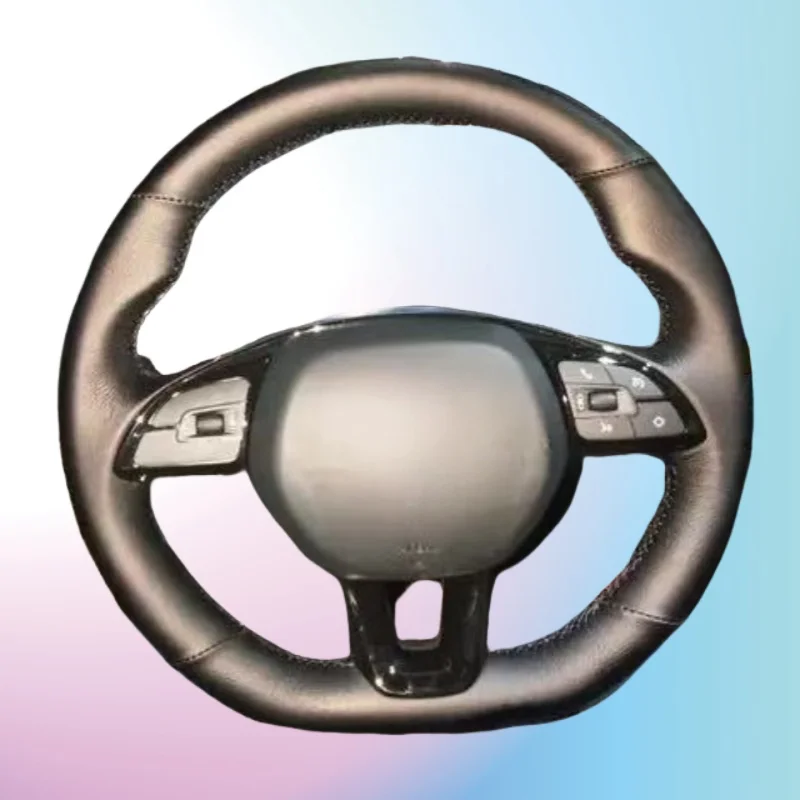 

Custom Hand-stitched Black Anti-slip Breathable Microfiber Leather Car Steering Wheel Cover For Leapmotor C01 S01 C11 T03