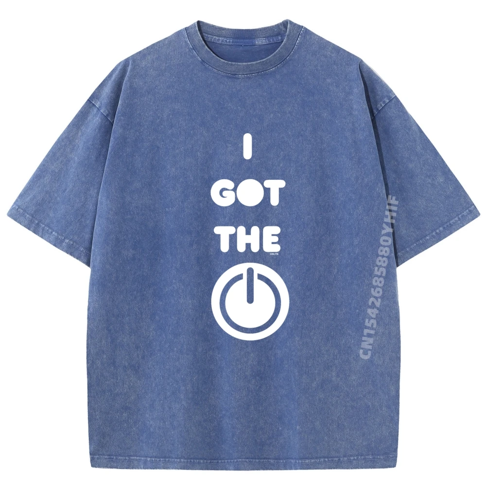 لقد حصلت على قوة الكمبيوتر للرجال بلايز وتيز جرافيك تي شيرت رجالي فضفاض عتيق ملابس عصرية وعصرية مغسولة