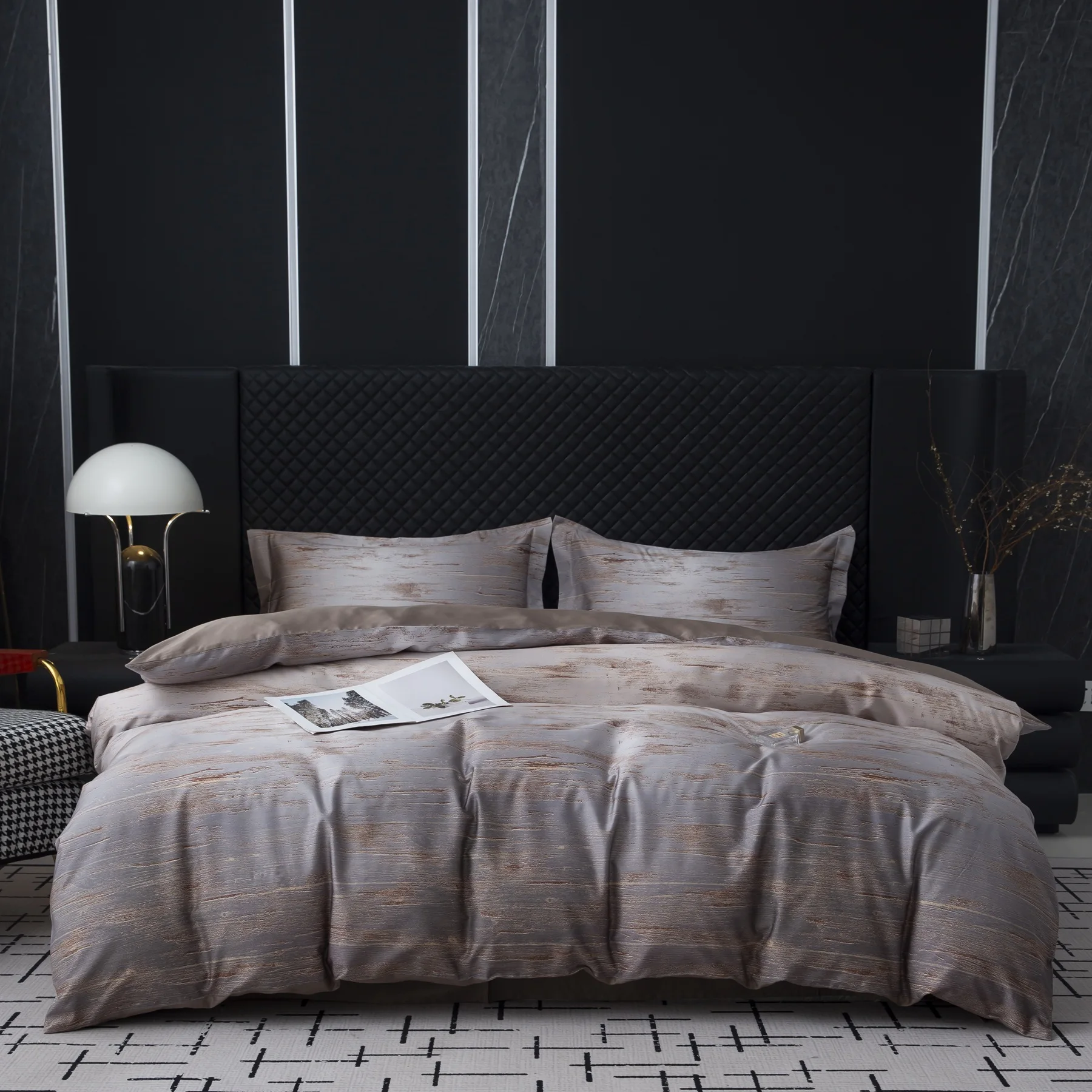 

Luxury Modern Design Digital Print Fabric Bedding Set Cotton 100% Mixed King Includes Fitted Flat Bed Duvet Cover