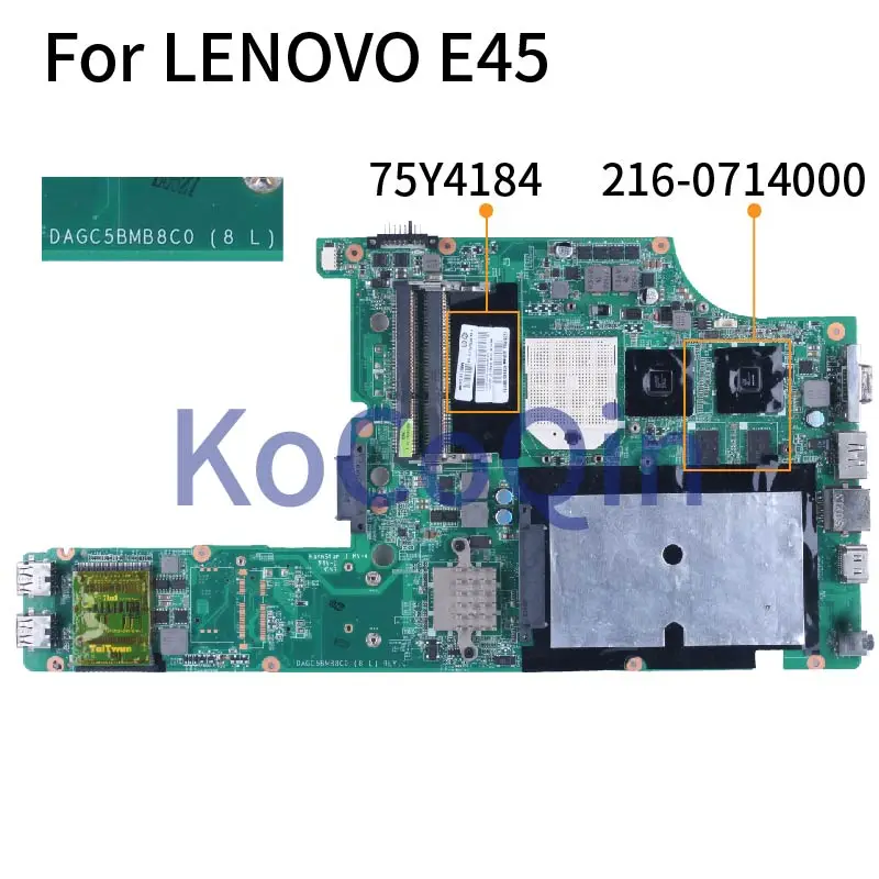 

For Lenovo Thinkpad E45 DAGC5BMB8C0 Notebook Mainboard 75Y4184 216-0714000 DDR3 Laptop Motherboard