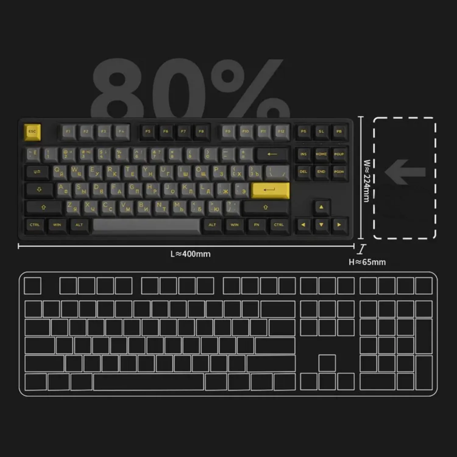 Akko 5087B Plus Teclado mecánico multimodo 80% TKL teclas de perfil ruso ASA teclado personalizado para juegos de oficina RGB de intercambio en caliente