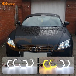 For Audi TT Mk2 8J 2006 - 2013 2014 Ultra Bright A/W Switchback Turn Signal Cotton Hexagon Hex LED Angel Eyes Halo Rings Light