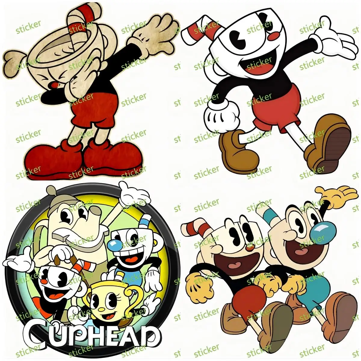 

Cuphead Car Sticker Beautiful Car Door Protector Caravan Decal Occlusion Scratch 3D Car Accessories