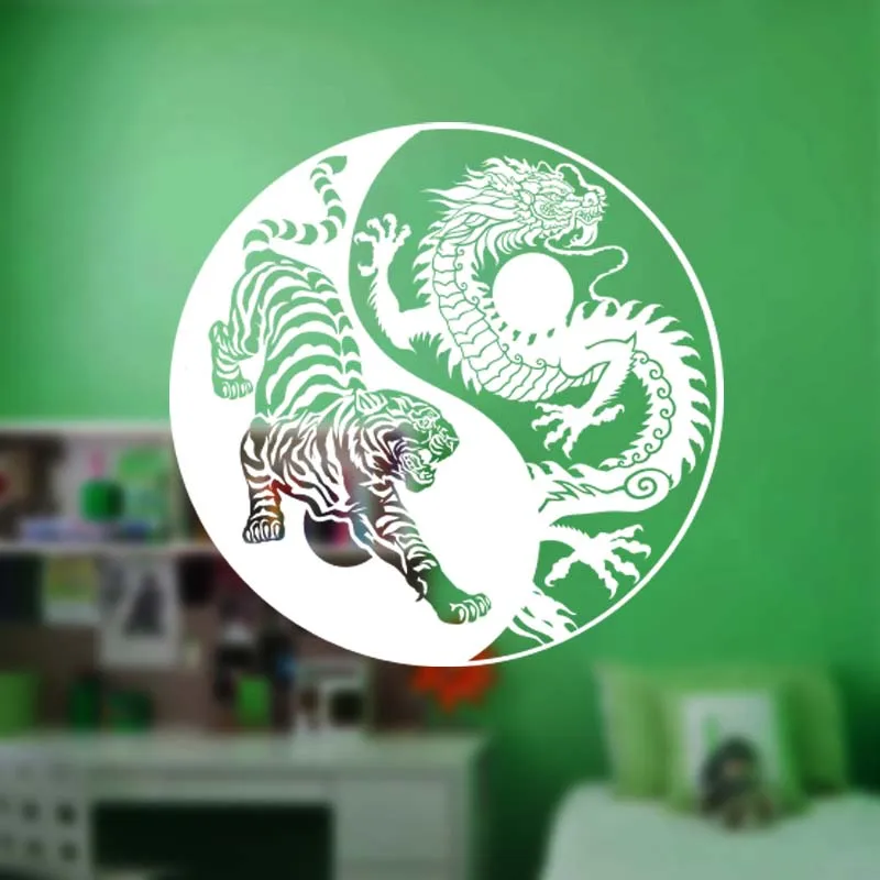 Ying Yang Chinese Dragon And Tiger Sticker Home Decor Vinyl Decal Living Room Bedroom Bedroom Removable Wall Sticker Balance