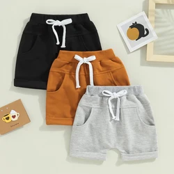 2023-01-03 Lioraitiin 0-3years Toddler Kids Boys 3Pcs Short Trousers Casual Party Street Spring Summer Solid Drawstring Pants