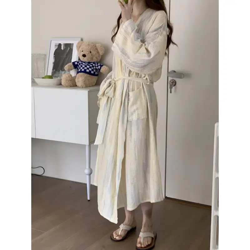 Tie Dye Robe for Women with Belt Summer Sleepwear Nightdress Japanese Pocket Night Wears One Piece Korean Reviews Many Pajama