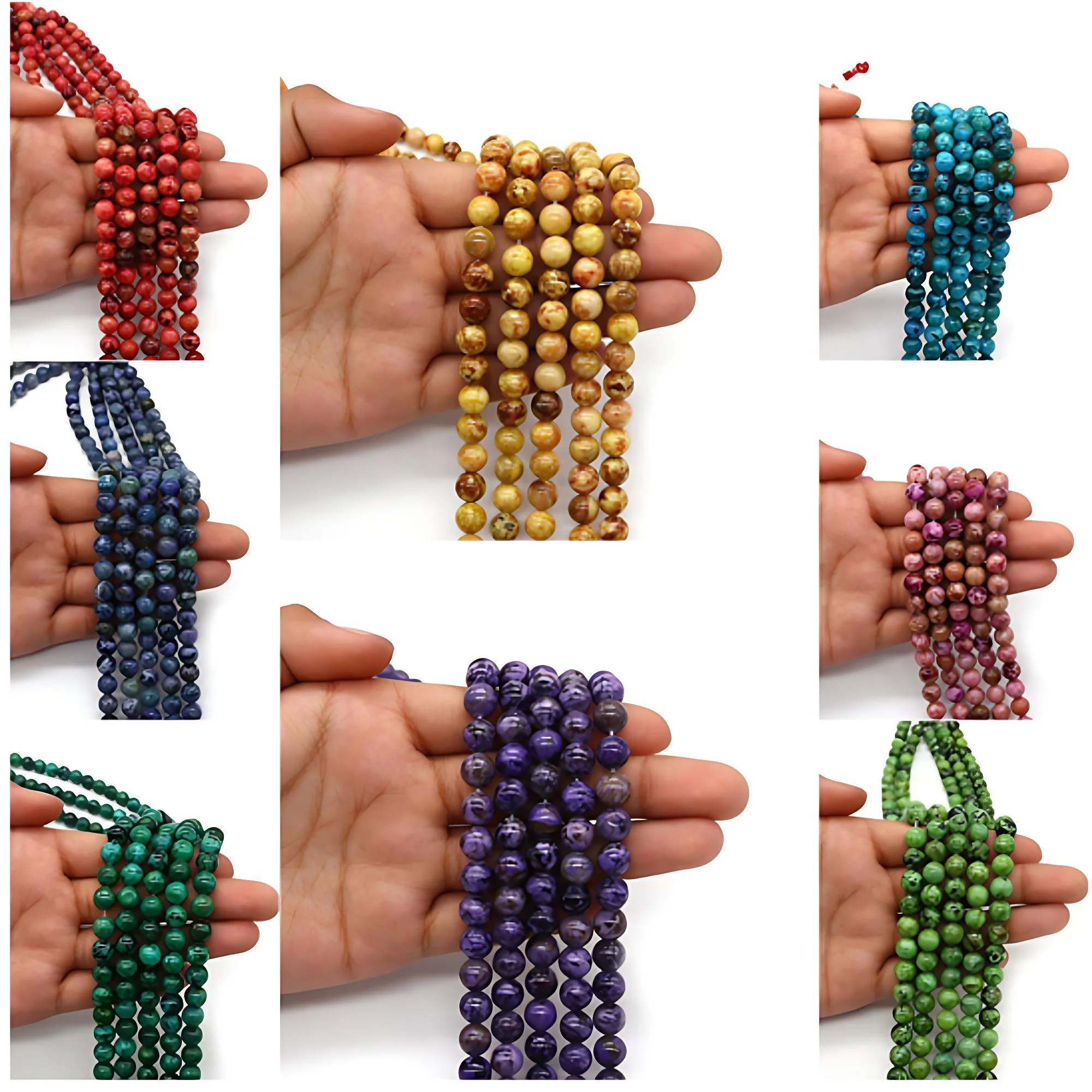 

Oil-painting-style Natural Stone Round Beads 4-10mm Polished Emperor Stone Straight Hole Loose Bead Handmade Jewelry Accessory