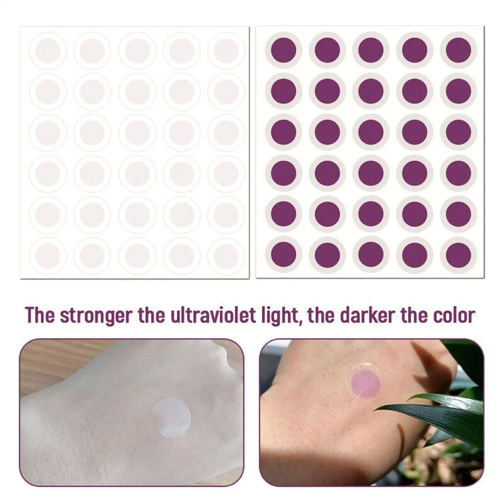 120Pcs/set UV Detecting Patches Self-adhesive UV Test Stickers Transparent Sunny Detection Patch For Sun Protection