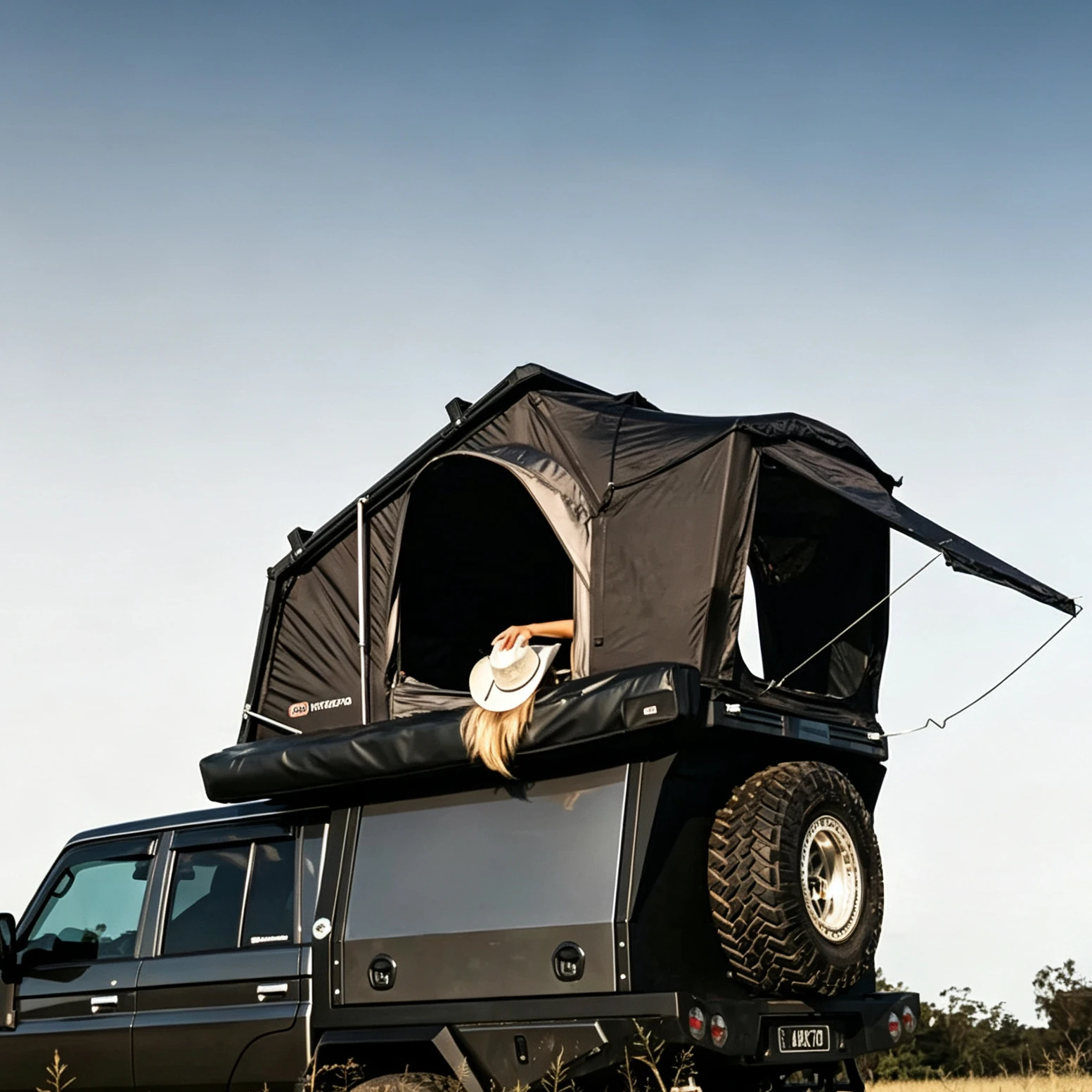 Factory Direct Triangle Clamshell Roof Top Tent 18cm Low Profile 4 Season With Telescoping Ladder For 4x4 Offroad