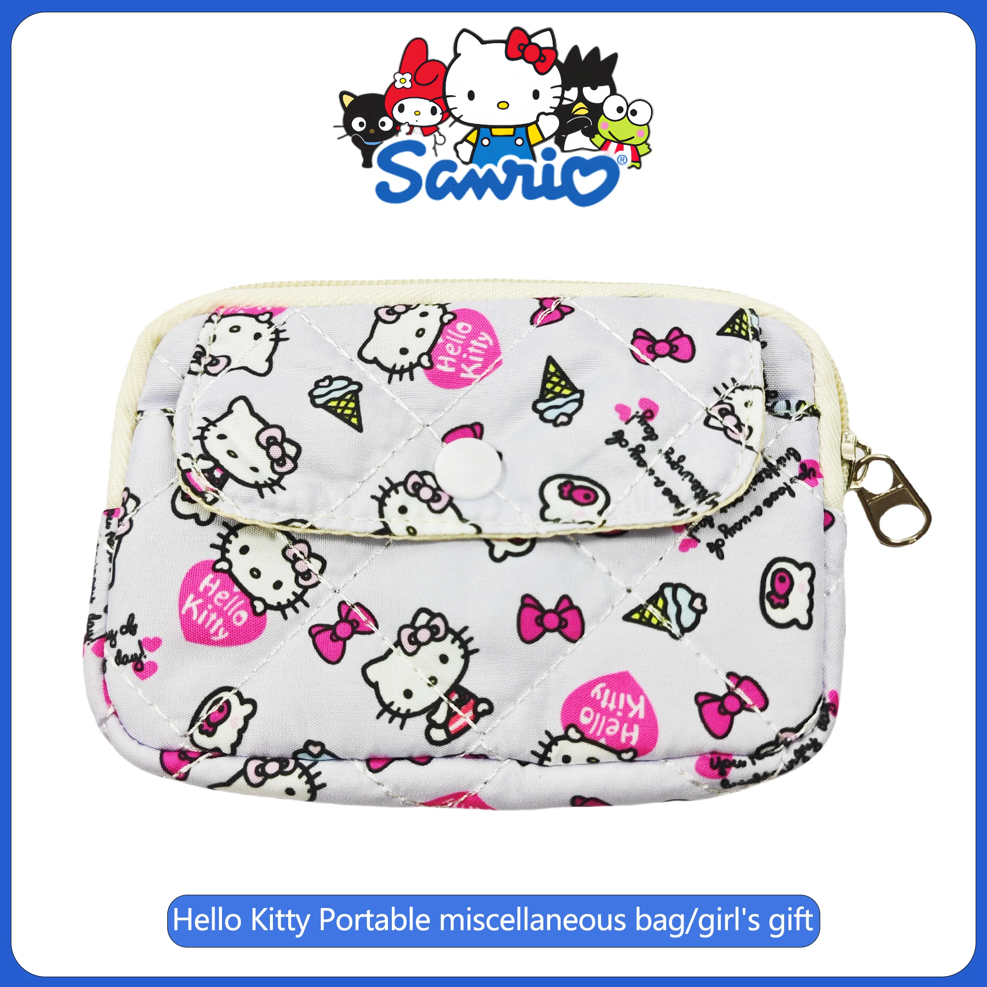 

Sanrio Hello Kitty Coin Purse Card Holder Portable Sundries Headphone Storage Bags Key Bags Ccd Storage Package Girly Gif