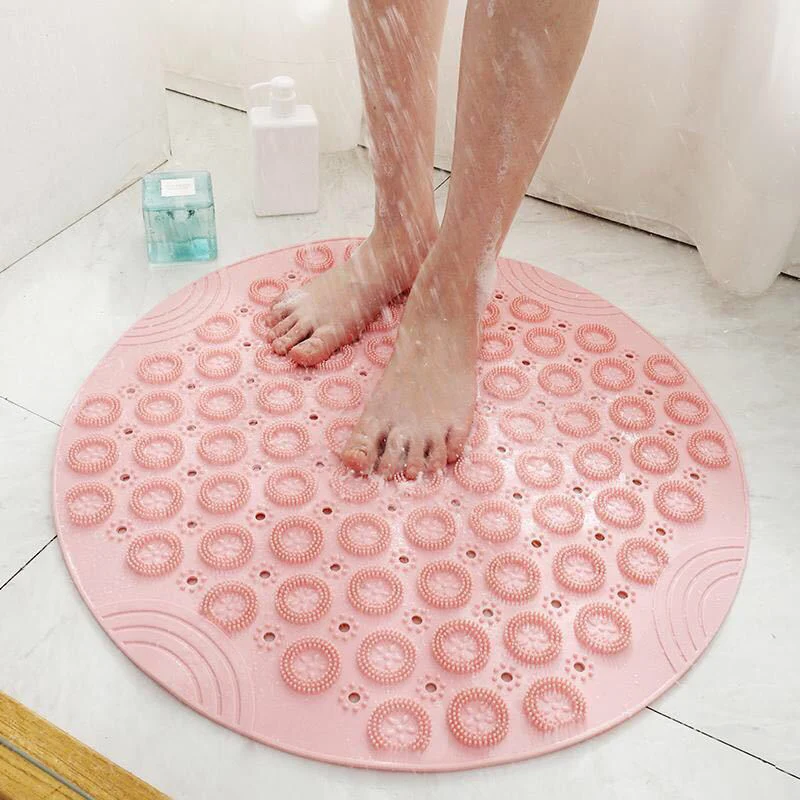 Round Pvc Silicone Bathroom Mat, Hydrophobic Suction Cup Mat, Bathroom Massage Mat