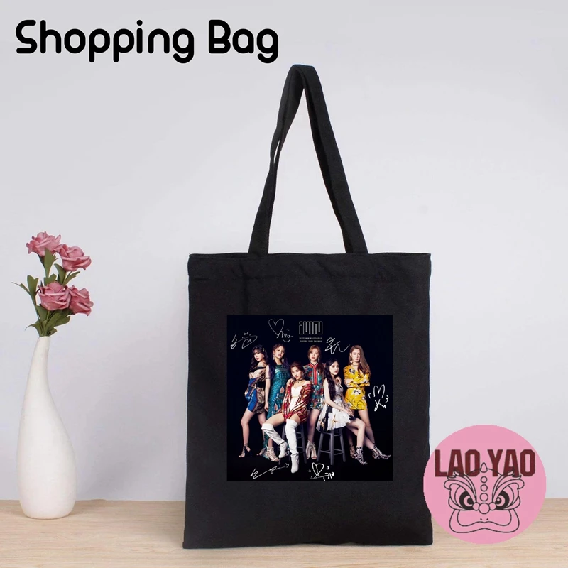 G-IDLE Kpop Shopper Bag per le donne borse di stoffa Totebag Tote Shopping estetica donna tela grande studente universitario nome personalizzato