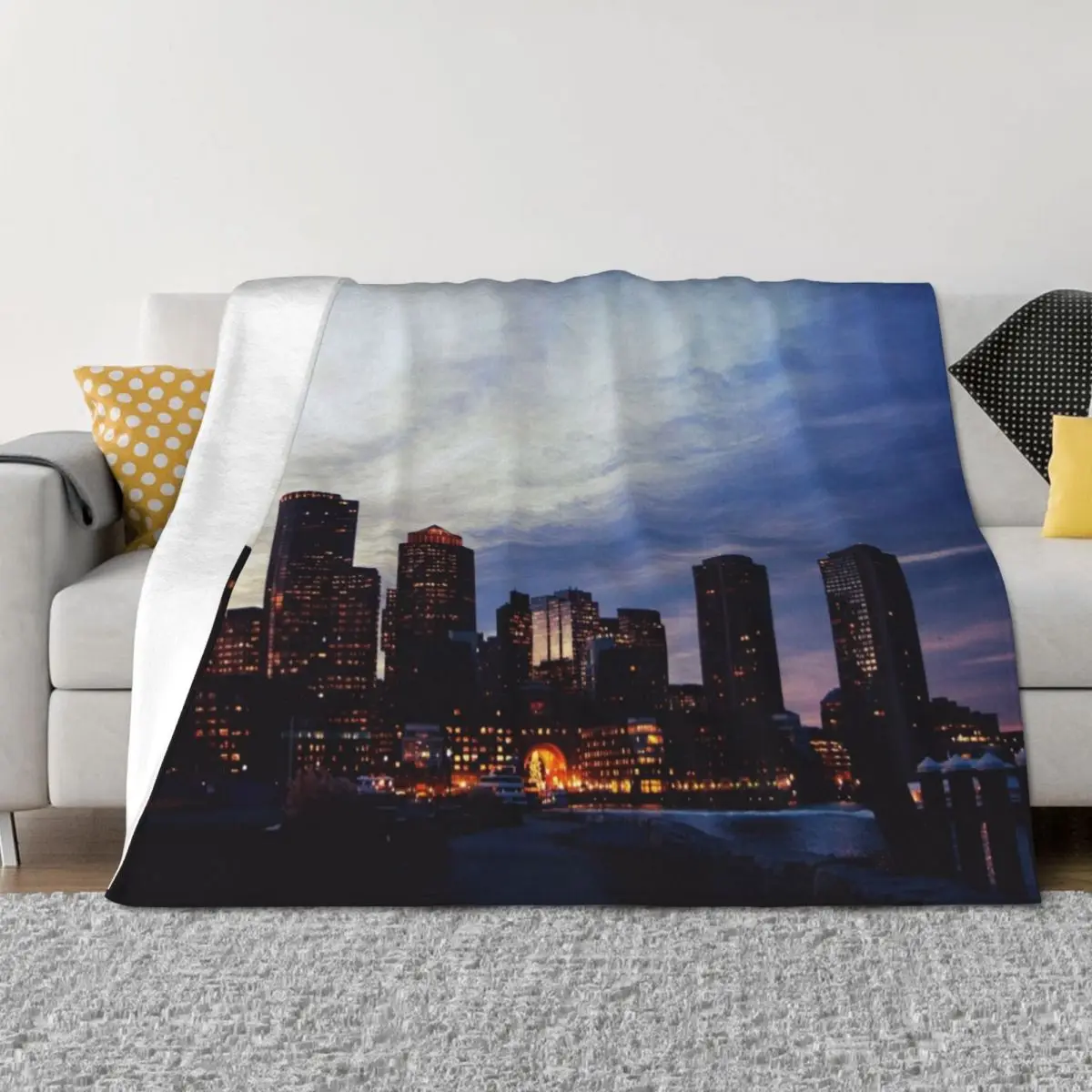 

Christmas in Boston Throw Blanket Camping Summer Hair Plaid Blankets