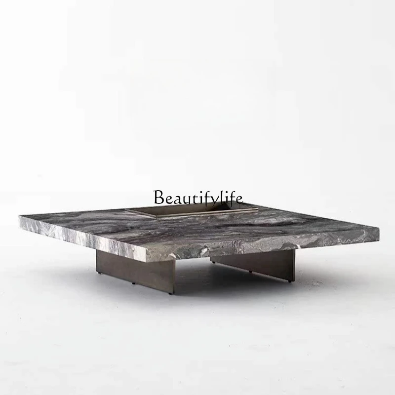 

Italian minimalist natural marble square coffee table
