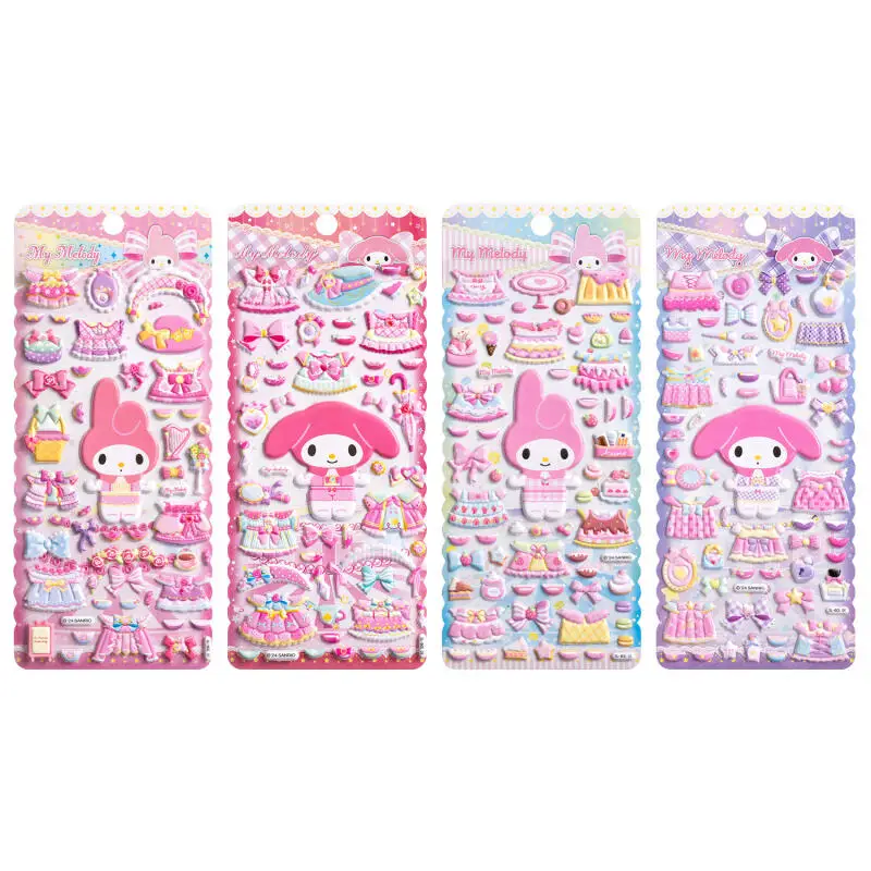 Sanrio My Melody Double Layered 3D Dress Up Sticker Cute Cartoon Girl Phone Case Water Cup Bubble Sticker Holiday Party Gift